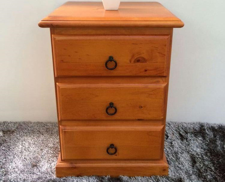 Miguel Honey Pine 3-Drawer Bedside Table
