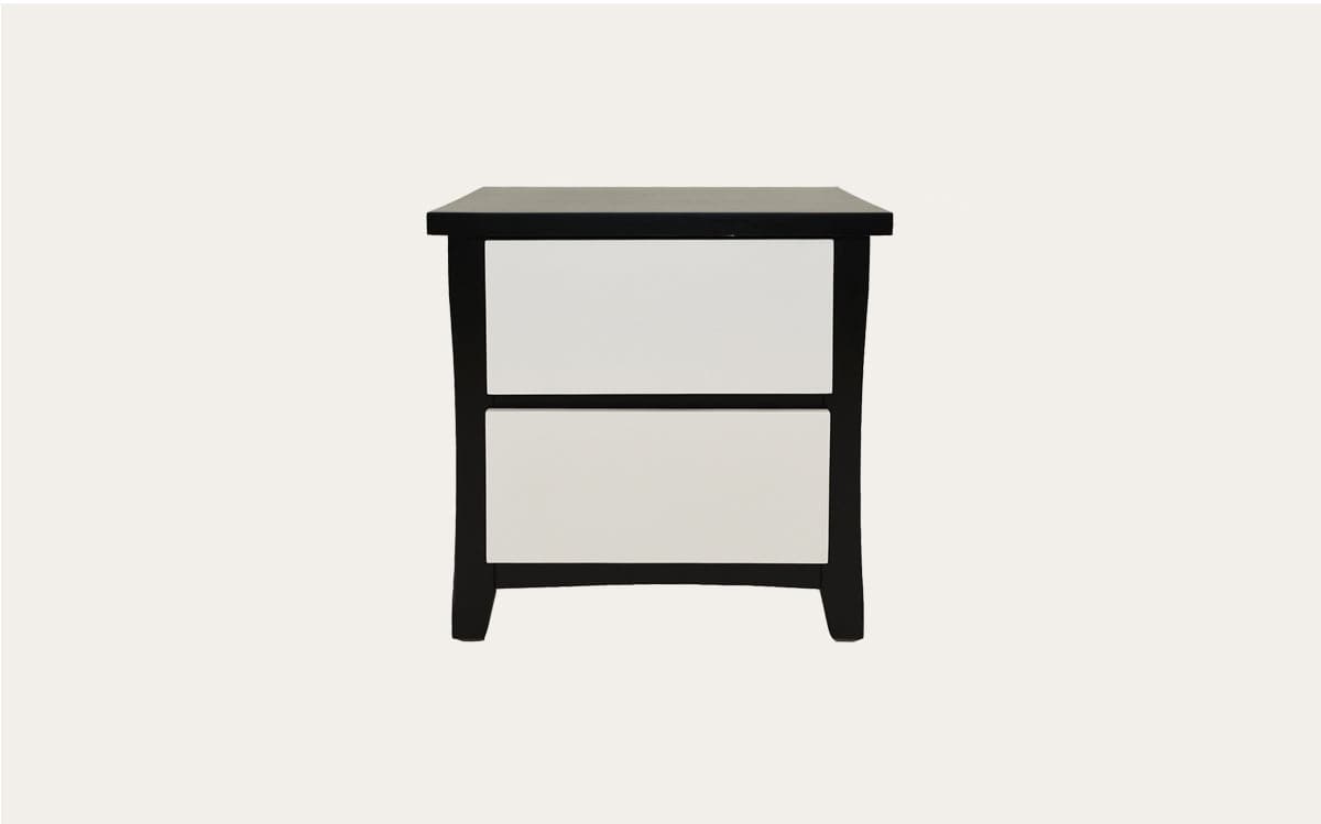Perry Black and White 2-Drawer Bedside Table