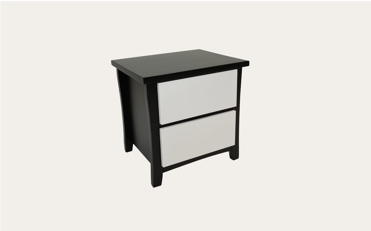 Perry Black and White 2-Drawer Bedside Table - Image 3