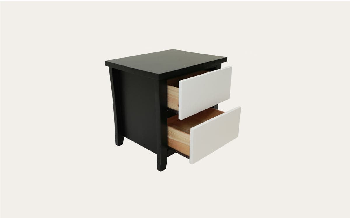 Perry Black and White 2-Drawer Bedside Table - Image 4